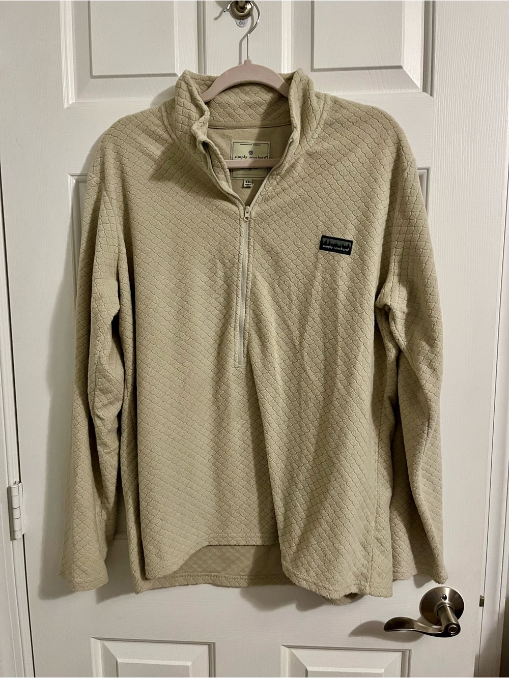 Simply Southern Women’s Beige Quarter-Zip Fleece Pullover Sweater XXL EUC